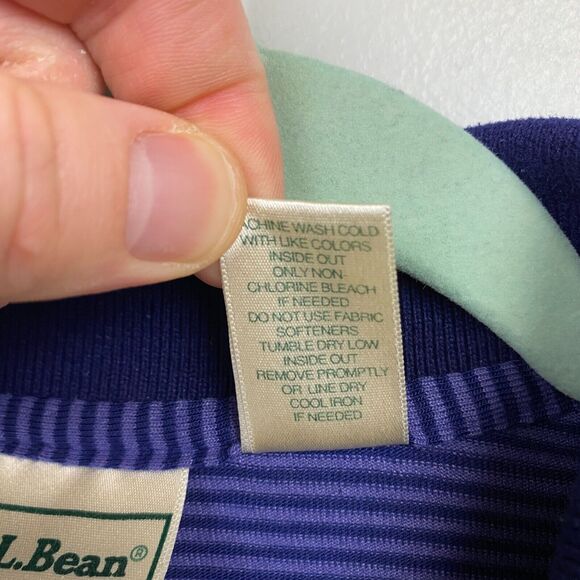 LL Bean Shirt Mens M Purple Long Sleeve Polo Striped Made in Canada 0 DD78 - Picture 4 of 8